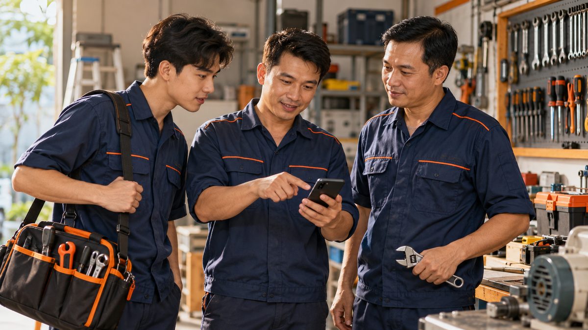 Thợ xem đơn hàng mới trên điện thoại